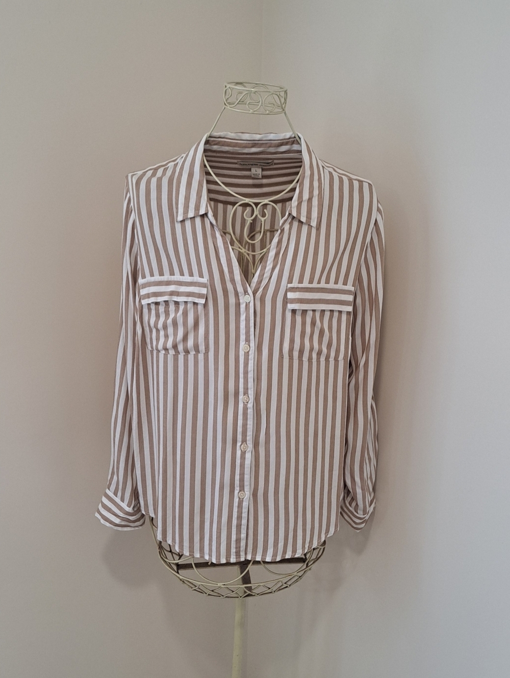 Alexander Jordan Coastal Old Money Mobwife Preppy Button Down Striped Top Size L